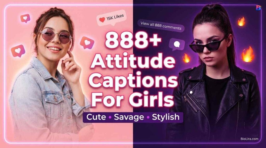 [888+] Attitude Caption For Girls Cute, Savage & Stylish Captions for Every Mood (2026)